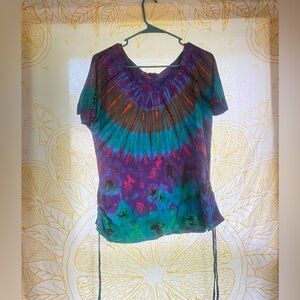 Drawstring Tie Dye Top